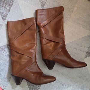 Made In ITALY Brown Leather Knee-High Boots
